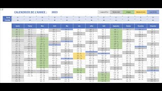 Créer un calendrier dynamique annuel 1  Tuto Excel [upl. by Lehsar]