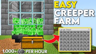 Easy Creeper Farm Tutorial 120 Minecraft Bedrock  1000 Gunpowder Per Hour [upl. by Ulane]