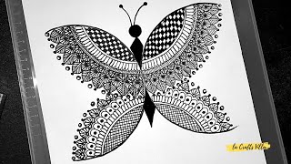 Butterfly MANDALA art  Zentangle Art  Mandala art for beginners Step by step LacraftsVilla [upl. by Naejamron736]