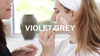 How To Use A Rose Quartz Face Roller with Angela Caglia  VIOLET GREY [upl. by Etteniotnna]