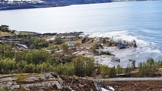 Landslide sweeps Norway homes into the sea [upl. by Eenaej35]