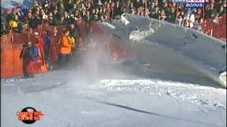 ag Daron Rahlves Huge Crash in Adelboden 2004 [upl. by Darian692]