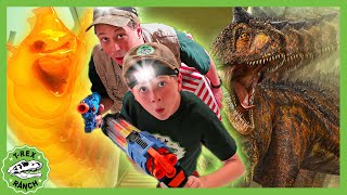 Dinosaurs in Haunted Cabin Ghost and Dinosaur Family Video  TRex Ranch Dinosaur Videos for Kids [upl. by Malva]