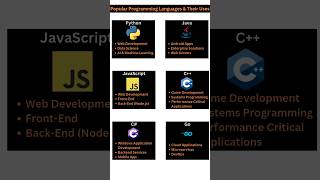 Programming Languages and Their Uses java shorts python cprogramming csharp golang reactjs [upl. by Clawson]