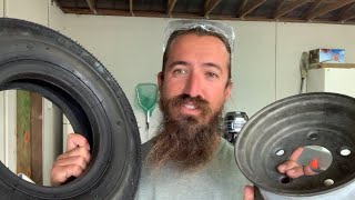 Mounting Small Trailer Tires by Hand A learning experience [upl. by Kenzi]