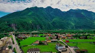 Aerial Overview of Domodossola Italy [upl. by Yatnuahs]