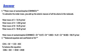 What is the molar mass of acetaminophen C8H9NO2 [upl. by Baum983]