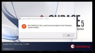 Вопросы По Cubase 5  1 ошибка file SYNSOEMUdll could not be lo located [upl. by Luella]