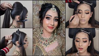 Bridal Makeup amp Hairstyle Tutorial  Messy Bun  Latest Brides Makeup  Bridal Hair [upl. by Iru934]