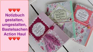 Tutorial Notizbuch gestalten  umgestalten  Bastelsachen Action Haul [upl. by Ecadnac]