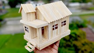 How to make ice cream stick mini house  DIY popsicle stick house [upl. by Boys]