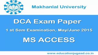 DCA Exam Paper Ms Access [upl. by Rednijar]