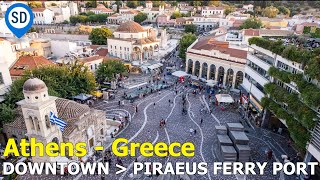 From Monastiraki to Piraeus Ferry Port by Train in Athens Greece [upl. by Onirefez]