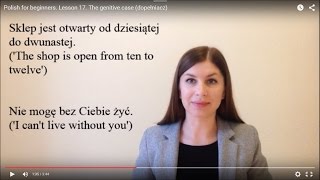 Polish for beginners Lesson 17 The genitive case dopełniacz [upl. by Vida]