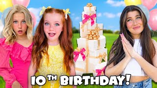 SURPRiSiNG MY SiSTER WiTH 10 GiFTS FOR HER 10TH BiRTHDAY [upl. by Ulick]