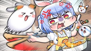 Usada Pekora fights with Nousagi during her cooking stream【Komainu  Clip  Hololive】 [upl. by Ahtanamas]