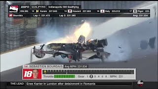 Sebastien Bourdais Huge Crash 2017 Indy500 Qualifying [upl. by Gerti]