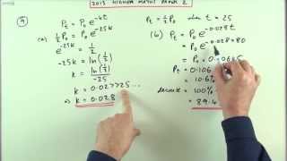 2013 SQA Higher Maths paper 2 no9 Decay equation [upl. by Sesmar686]