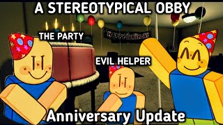 A Stereotypical Obby Anniversary Update  How To Get All 2 Badges Full Walkthrough Ending [upl. by Arretak665]