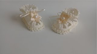 zapatitos para bautizo a crochet bebe 2 a 4 meses [upl. by Ecinrev499]