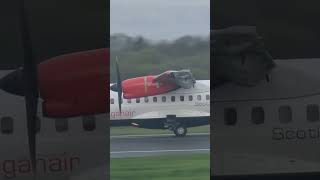 Loganair ATR 42 departing Manchester aviation planespotting manchester [upl. by Enelrad550]