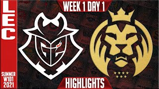 G2 vs MAD Highlights  LEC Summer 2021 W1D1  G2 Esports vs MAD Lions [upl. by Tedie]