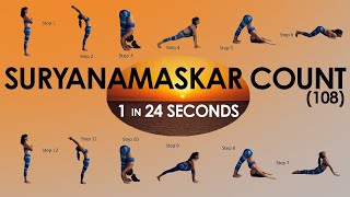 108 Suryanamaskar ll 1 Surya Namaskar in 24 Secondsll Suryanamaskar Count  Weightloss  Suryathon [upl. by Isej]