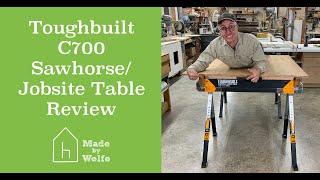 TOUGHBUILT C700 SAWHORSE REVIEW a great folding sawhorse at a reasonable price [upl. by Eimmac]