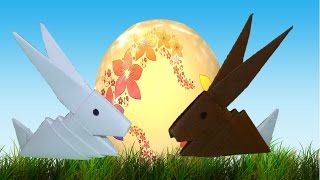 Origami Osterhase Tutorial Deutsch  origami easter bunny tutorial [upl. by Redyr813]