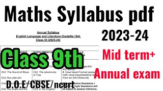 class 9 maths in english medium syllabus 202324 with pdf for mid term amp annual exam 2024 [upl. by Miyasawa251]