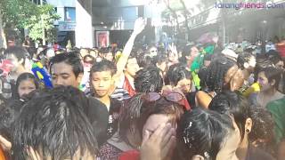 Thailand Songkran festival  A water walk on Silom rd HD [upl. by Krys84]