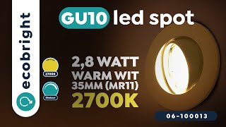 GU10 led spot 35mm MR11 dimbaar 2700Kwarm wit  06100013 [upl. by Pimbley148]