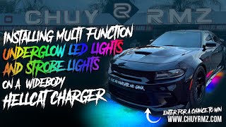 Installing Multifunction Underglow led lights and strobe lights on a 2016 widebody hellcat charger [upl. by Peers]