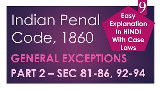 General Defences  Sections 8186 9294  Indian Penal Code [upl. by Quintina22]