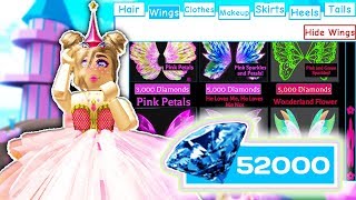 BUYING ALL THE WINGS SKIRTS AND HEELS  SPENDING 40000 ROBUX  Roblox Royale High School [upl. by Carlo814]