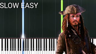 Pirates of the Caribbean Theme Davy Jones  SLOW EASY Piano Tutorial [upl. by Ssilem]