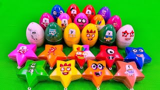 Rainbow Eggs SLIME Digging Numberblocks Stars with CLAY Coloring Satisfying ASMR Videos [upl. by Zina]