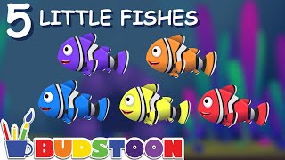 Five Little Fishes English rhymes for children  Budstoon [upl. by Garin772]