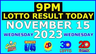 9pm Lotto Result Today November 15 2023 Wednesday [upl. by Lotty]