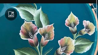 lily flower painting on fabric  fabric painting  How to paint calla lily flower [upl. by Neelat]