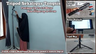 REVIEW TONGSIS TRIPOD BLUETOOTH SELFIE STICK REMOTE TNW L18  MULTIFUNGSI TRIPOD HP KAMERA DSLR [upl. by Dyoll]