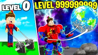 VIREI O HOMEM ARANHA SUPER FORTE E PUXEI PLANETAS NO ROBLOX 🕷Webman Simulator [upl. by Atiragram662]