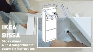 IKEA BISSA Shoe cabinet with 3 compartments assembly instructions [upl. by Aelem]