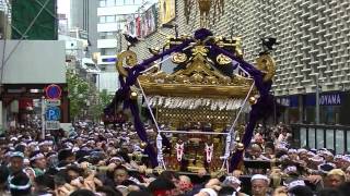 平成26年 港区新橋・烏森神社例大祭 【ド迫力】八棟神輿＝宮出・渡御 [upl. by Eehsar]