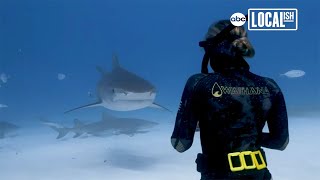 Woman Gets Up Close and Personal With Huge Tiger Shark  Localish [upl. by Onateyac]