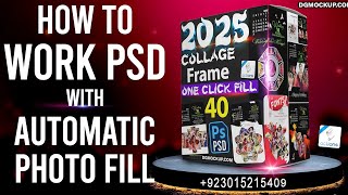 How to Work Collage Psd With Auto Photos Fill  2025 Collage Frame Psd  Automatic Photoshop Action [upl. by Nahsor]