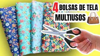 4 BOLSAS de TELA MULTIUSOS  Hazla de forma fácil  SHOW DE MANUALIDADES [upl. by Roby903]