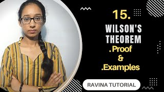 15 Wilsons Theorem  Theorems  Example  Number Theory  Ravina Tutorial  in HIndi [upl. by Ycinuq569]