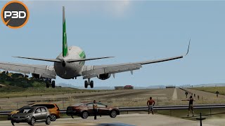 P3Dv5  PMDG 737 NGXu  Short 1600m runway landing in Skiathos [upl. by Mallen]