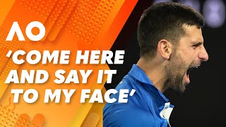 Novak Djokovic’s emotional OUTBURST at heckling fan 2024 Australian Open  Wide World of Sports [upl. by Ijuy]